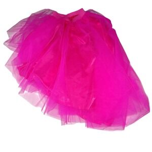 Hot Pink Tulle Hi-Low Tutu Layered Skirt Elastic Waist Party Costume Photoshoot